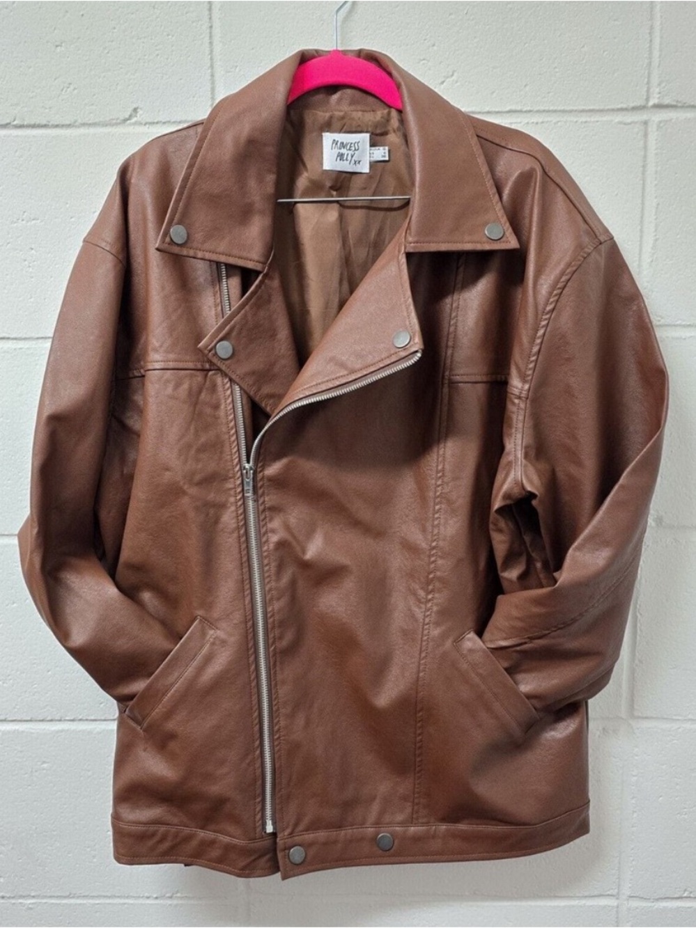 Princess Polly Brown Faux Leather Moto Jacket